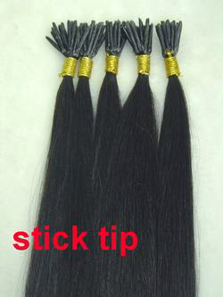 Stickhair, syntet, 100 slingor, svart #1b, 45cm